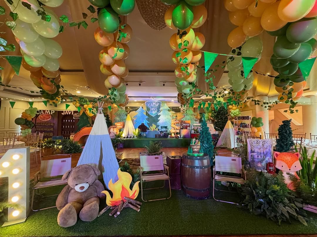 Camp themed event celebration detail