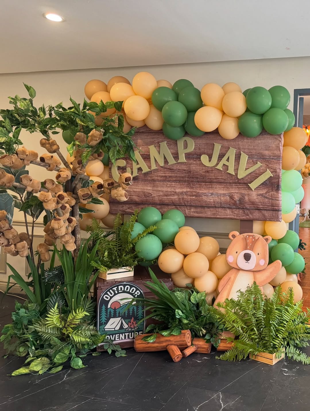 Camping birthday decor shot